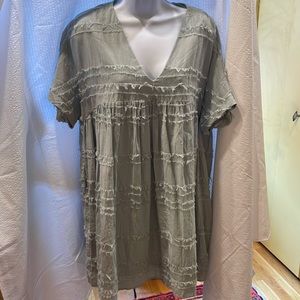 Listicle Mint green distressed baby doll dress